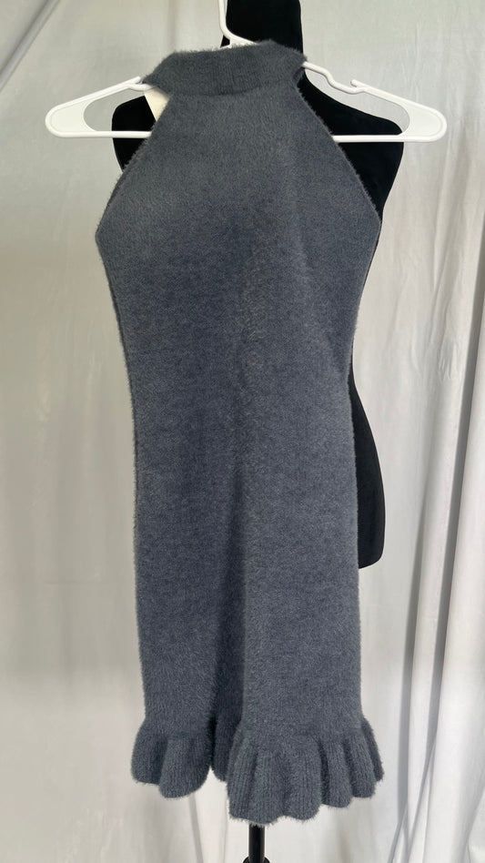 Long Grey Blue Floral Dress Size S