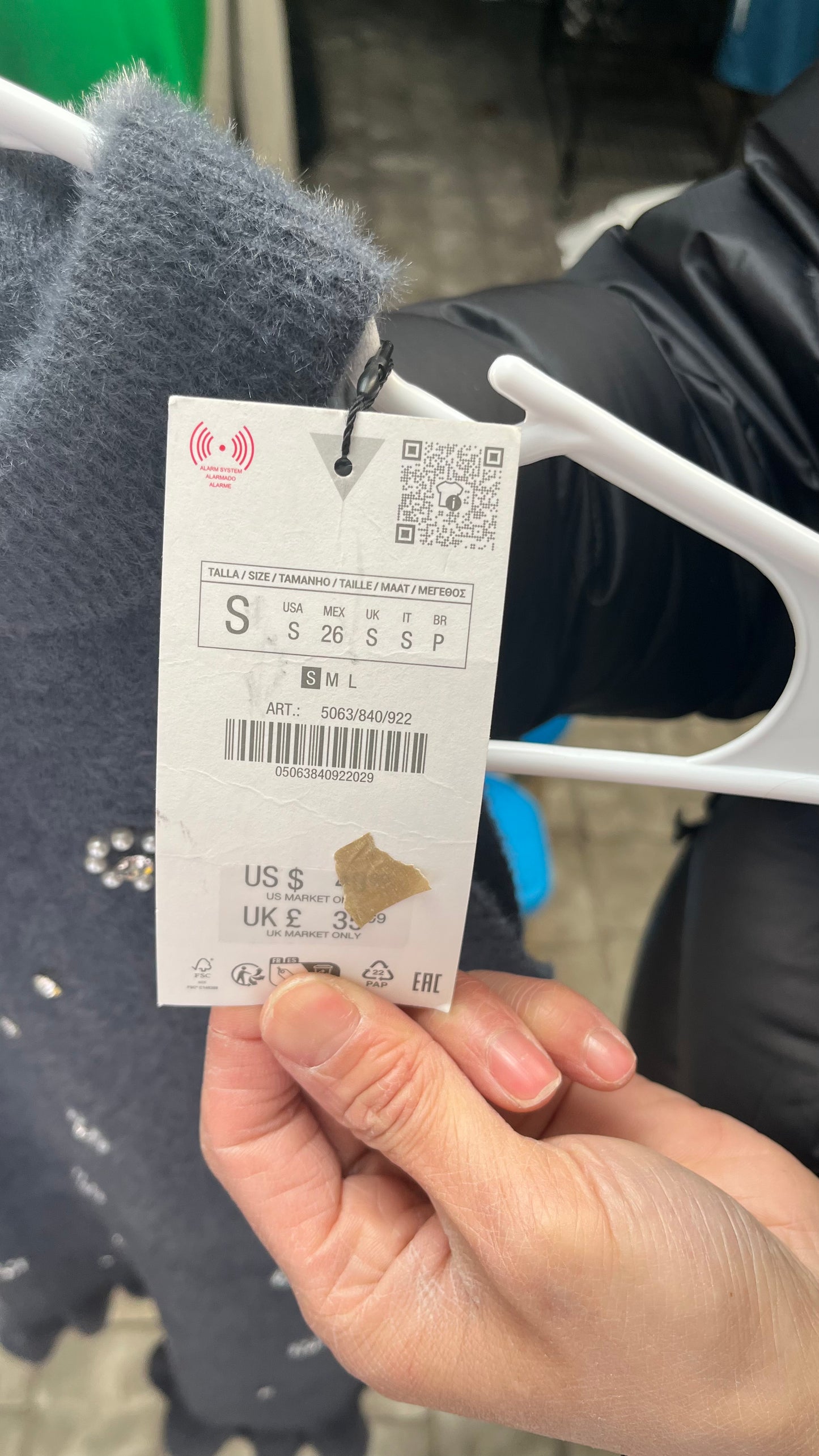 Long Grey Blue Floral Dress Size S