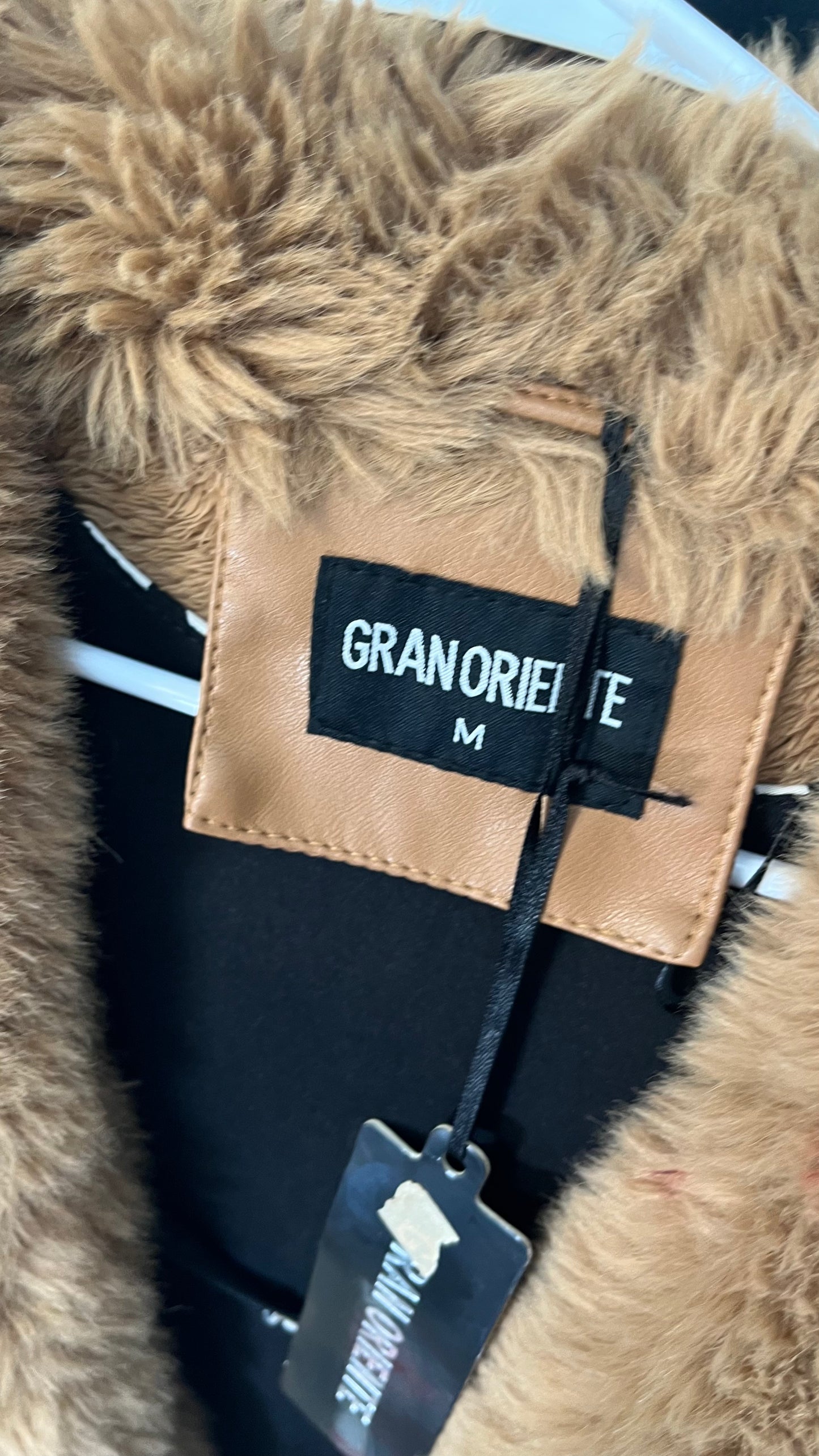 Aunaeyw Women Faux Fur Leather Jacket Faux Fur Open Front Casual Furry Collar Short Parka Coat Warm Cardigan with Belt Size M