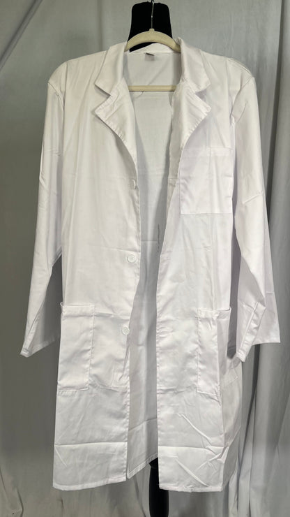 VOGRYE Professional Lab Coat for Women Men Long Sleeve, White, Unisex  Size M