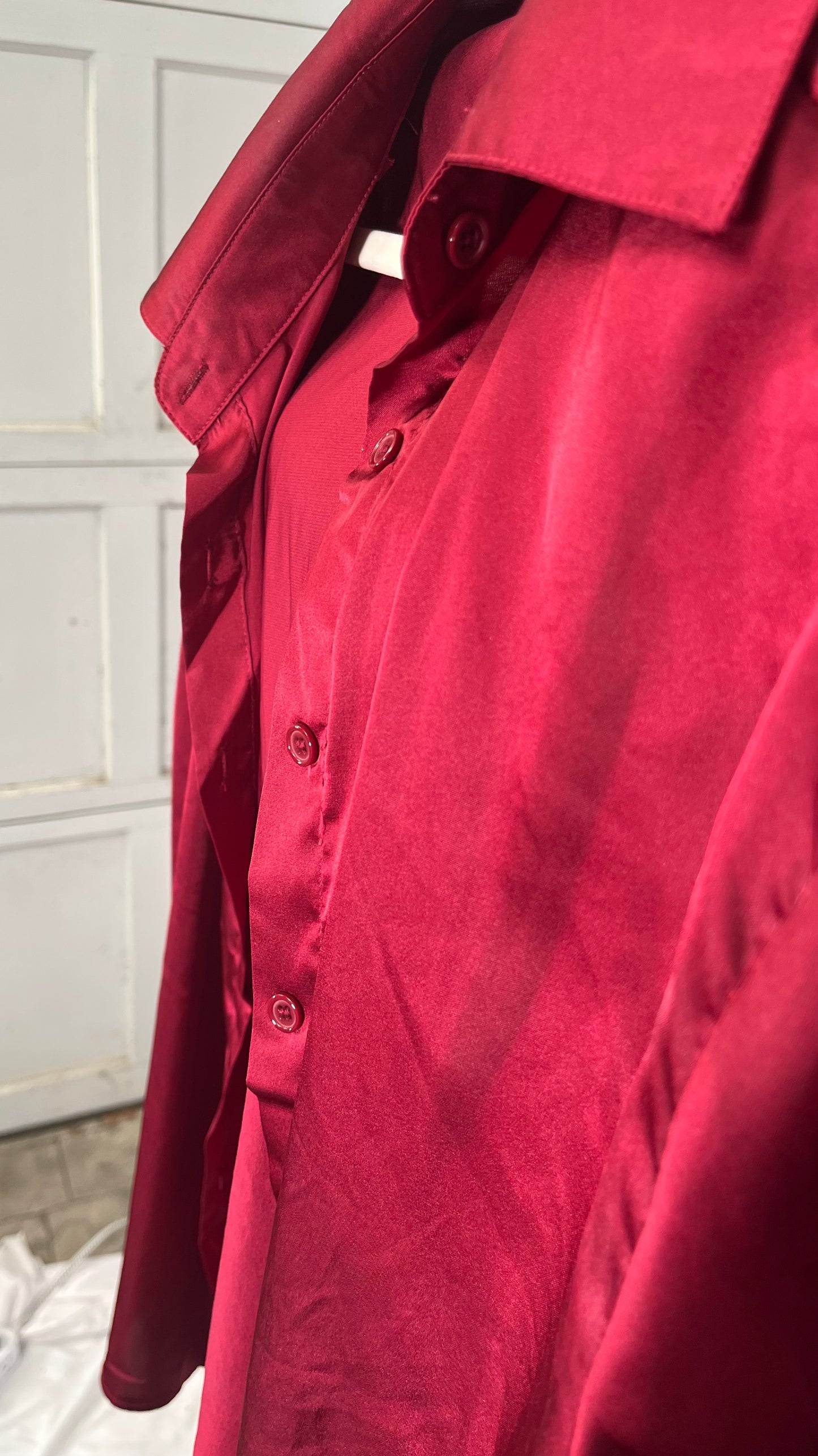 Satin Button Shirts for Women Solid Color Long Sleeve Slim Fit Office Blouses Casual Business Silk Tops with Pocket  Size M