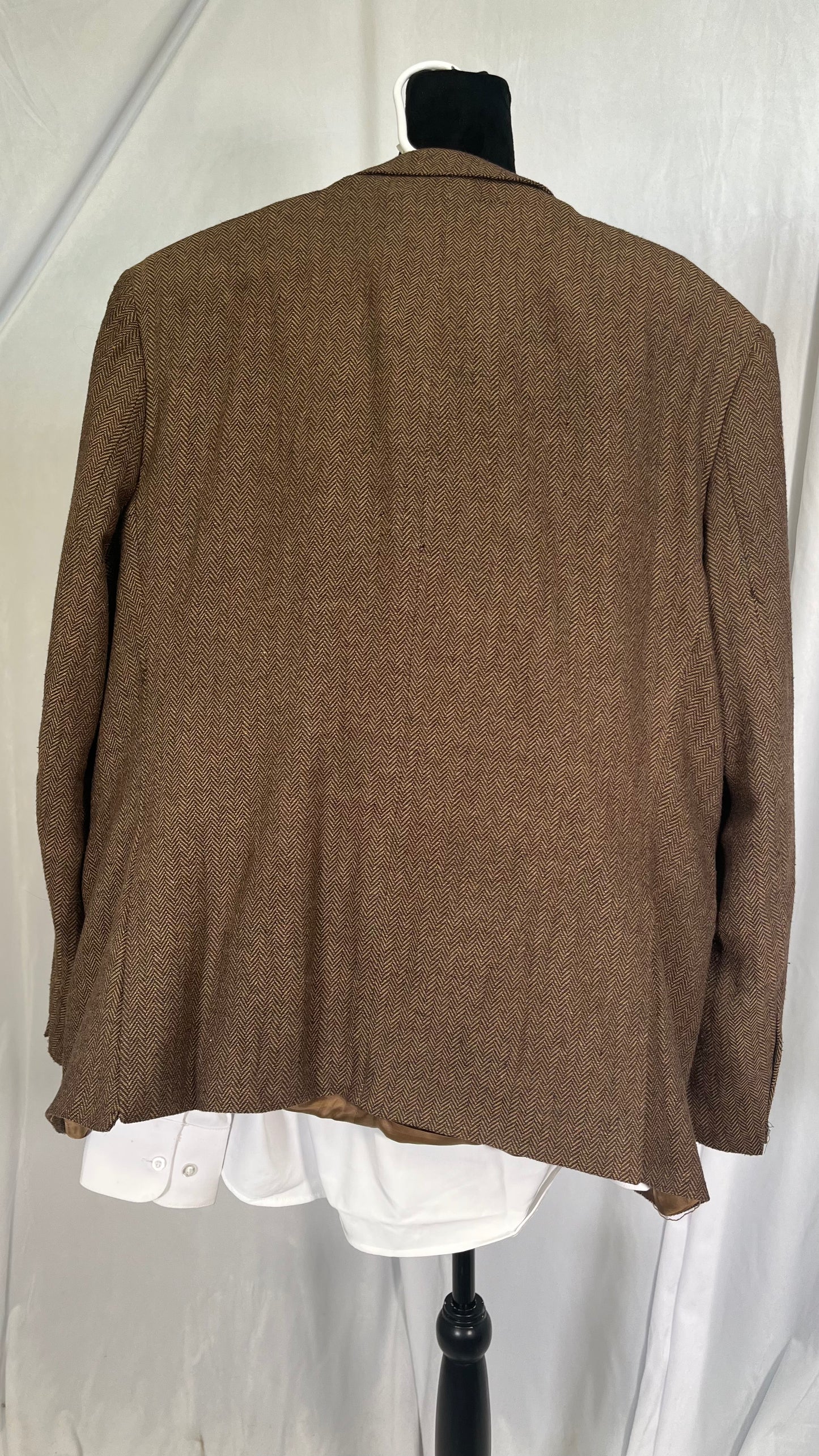 Mens Fall Herringbone Tweed Suit Jacket Business Formal Brown Blazer Gray Jacket for Men didn't find size on picture