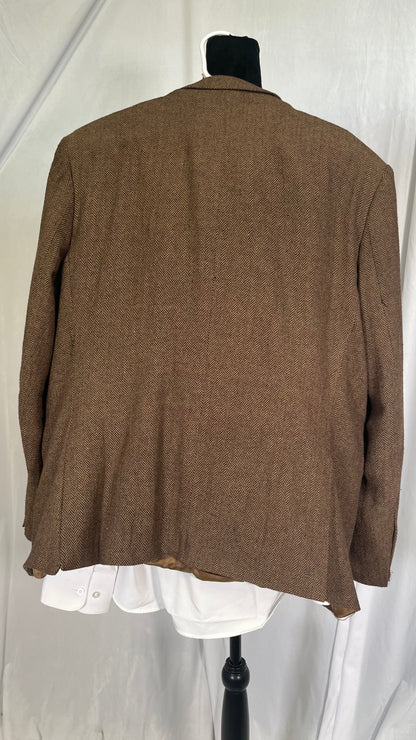 Mens Fall Herringbone Tweed Suit Jacket Business Formal Brown Blazer Gray Jacket for Men didn't find size on picture