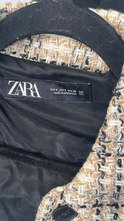 ZARA Jackets for Women Women's Jacket Plaid Tweed Drop Shoulder Flap Detail Overcoat Jackets  Size Ss