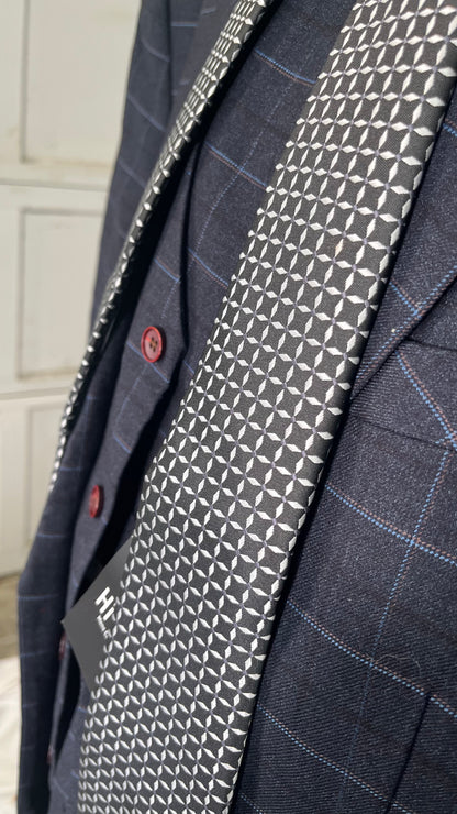 Men's Dark Plaid Classic Retro Formal Three-Piece SuitSize 40