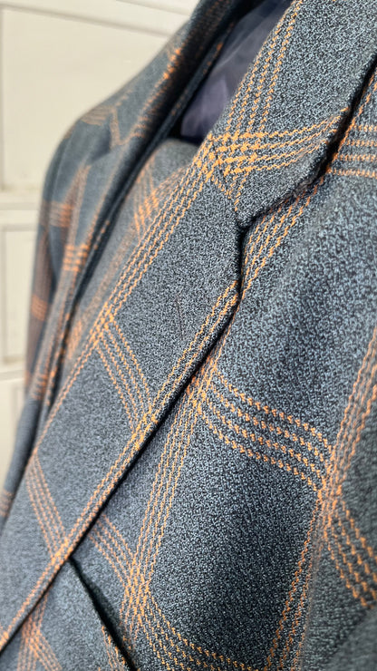 Gray Brown Plaid Suit Men Slim Fit Mens Wool Suits Three Piece Formal Dress Suit MaleSize L