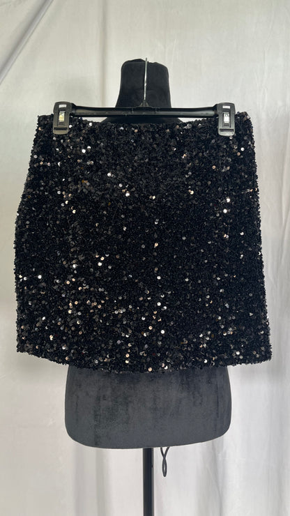 Sparkling Big Sequin Skirt Stretchy Bodycon Mini Party Glitter Skirts Silver  Size L