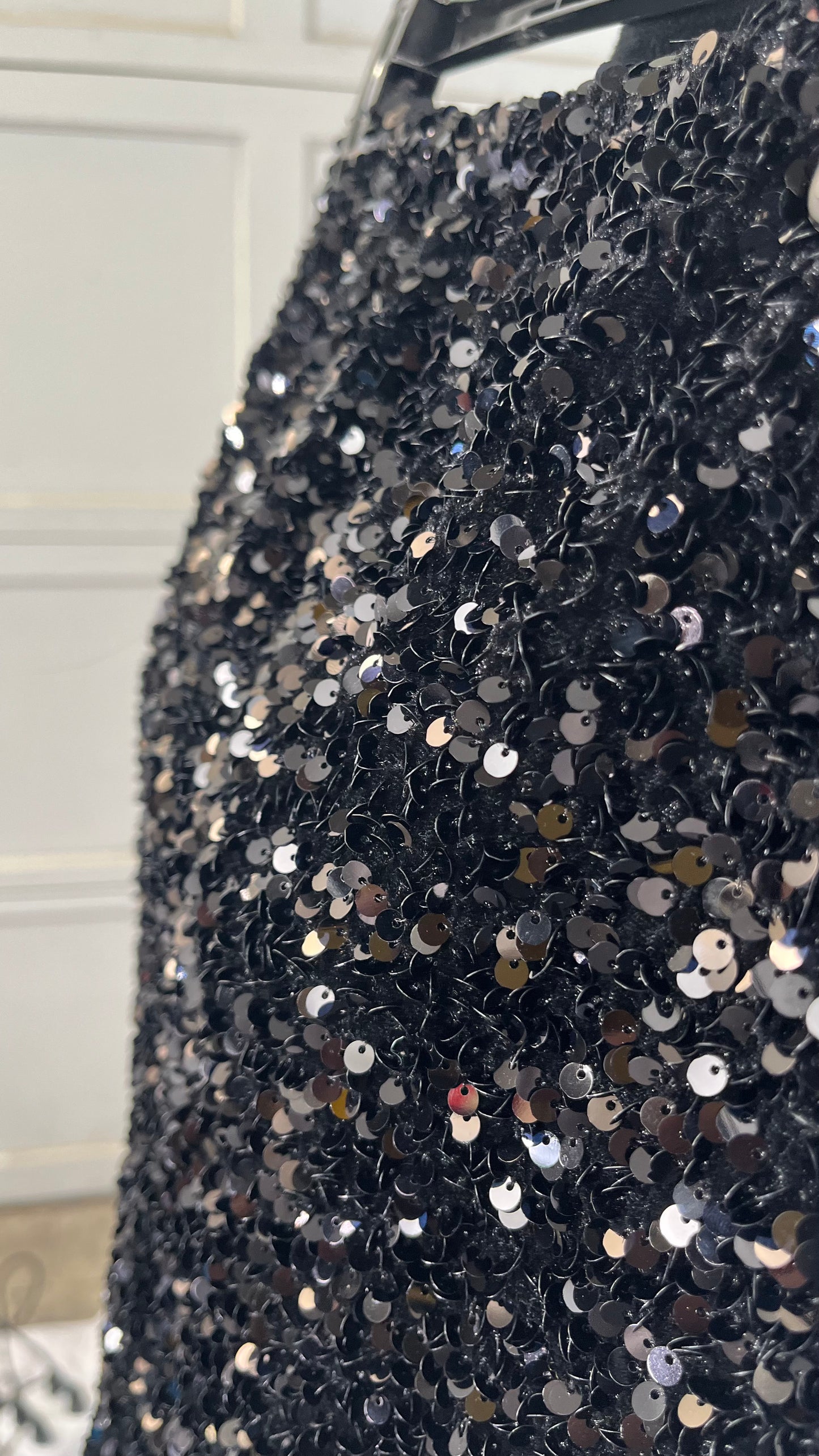 Sparkling Big Sequin Skirt Stretchy Bodycon Mini Party Glitter Skirts Silver  Size L