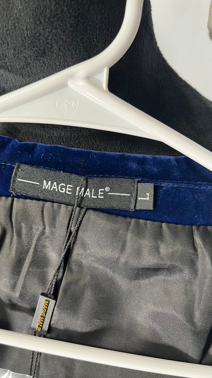 Apornipal Men's Velvet One Button Suit Jacket Slim Fit Peak Lapel Casual Blazer Outerwear Size L