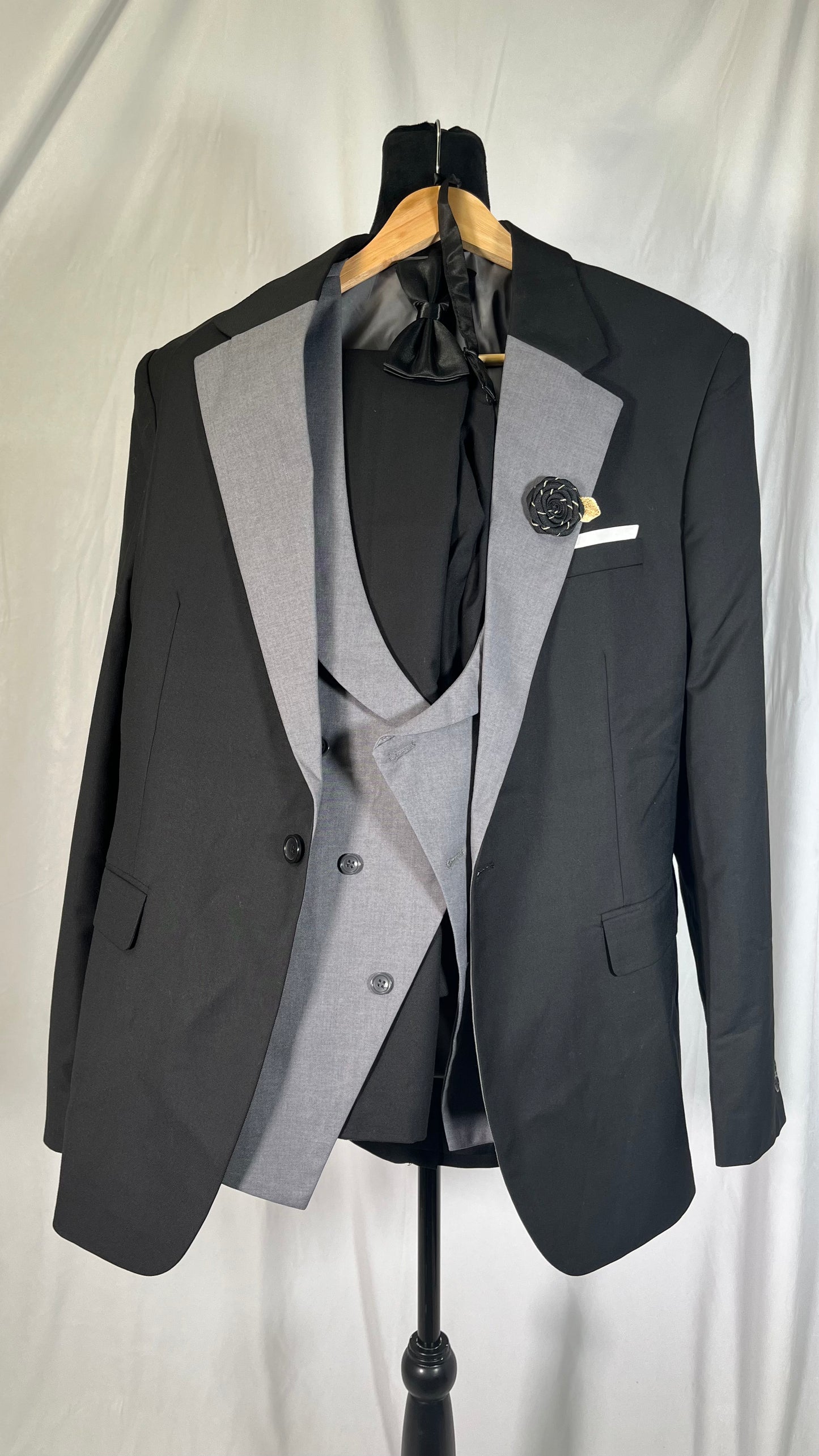 Wangyue Mens Suits Fashion Suits Slim Fit 3 Piece Blazer Vest Pants Wedding Prom Suits Set size L