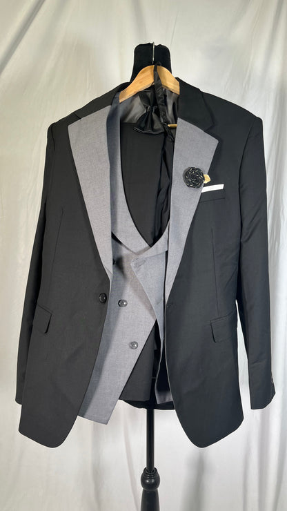 Wangyue Mens Suits Fashion Suits Slim Fit 3 Piece Blazer Vest Pants Wedding Prom Suits Set size L