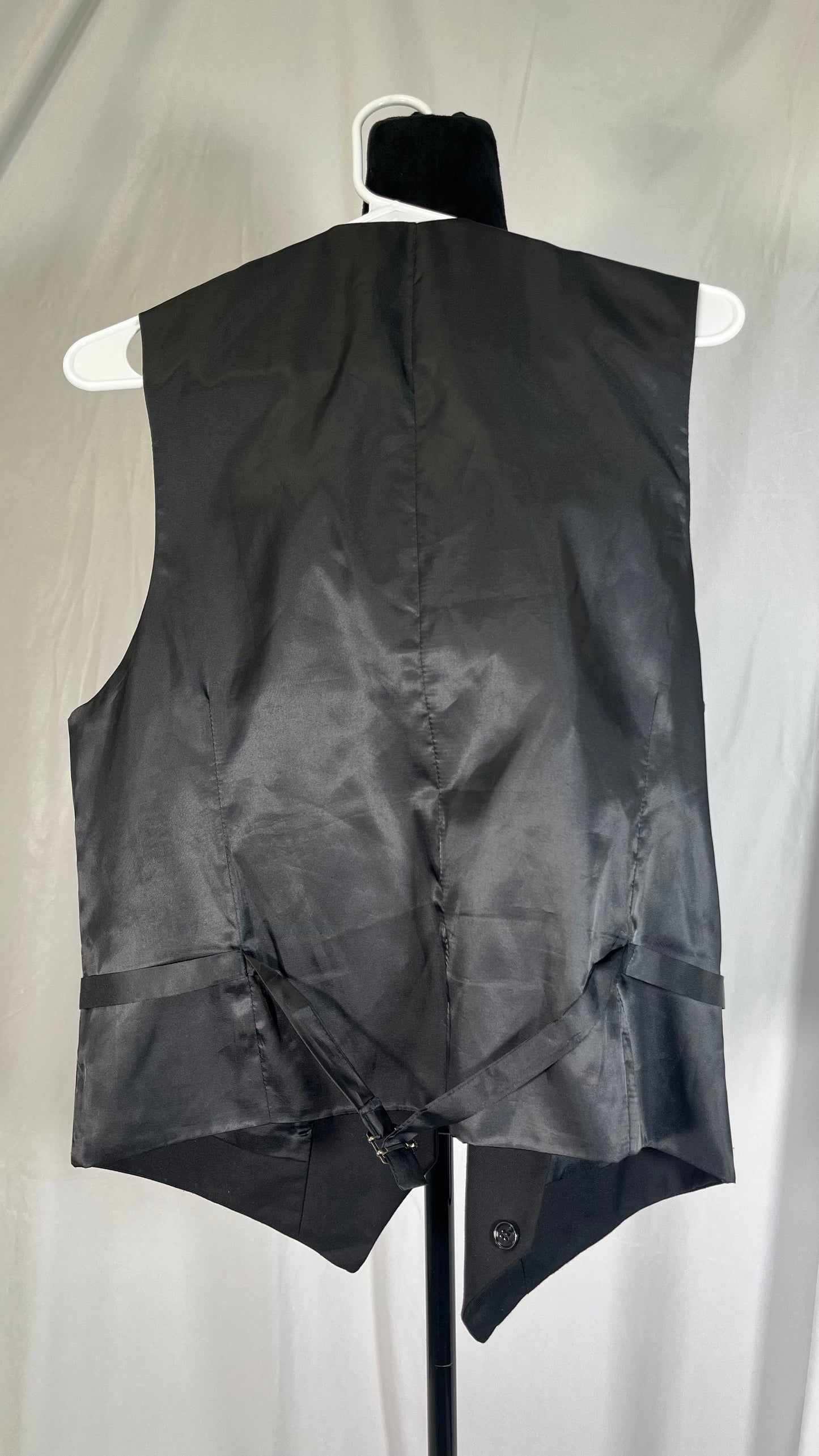 Men's Suit Vest,Black Double-Breasted V-Neck Fashion Formal Business Waistcoat Casual Wear,for Tuxedo,Wedding,Dating (Size : XX-Large)Size M