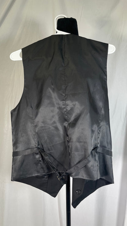 Men's Suit Vest,Black Double-Breasted V-Neck Fashion Formal Business Waistcoat Casual Wear,for Tuxedo,Wedding,Dating (Size : XX-Large)Size M