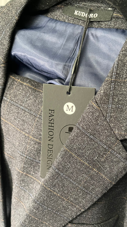 Mens Suit Jacket Casual Notched Lapel Collar Open Front Blazer Roll Up Sleeve Slim Fit Business Office Coats Size M