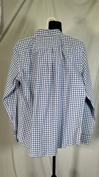 Short Blue White Checkered Shirt Size M