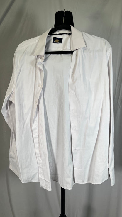 Womens Long Sleeve Blouse Ruffle Trim Button Up White Shirt Office Shirt Work Tops size L