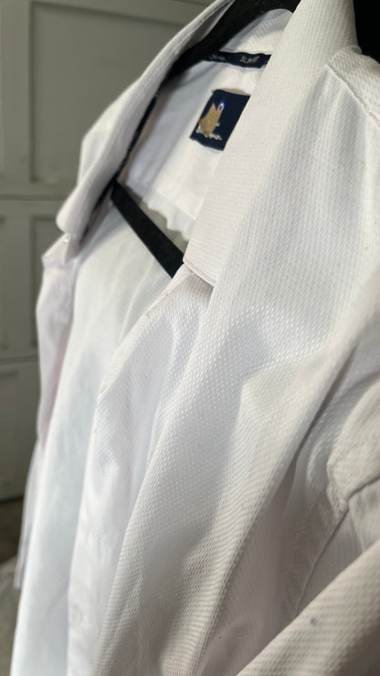 Womens Long Sleeve Blouse Ruffle Trim Button Up White Shirt Office Shirt Work Tops size L