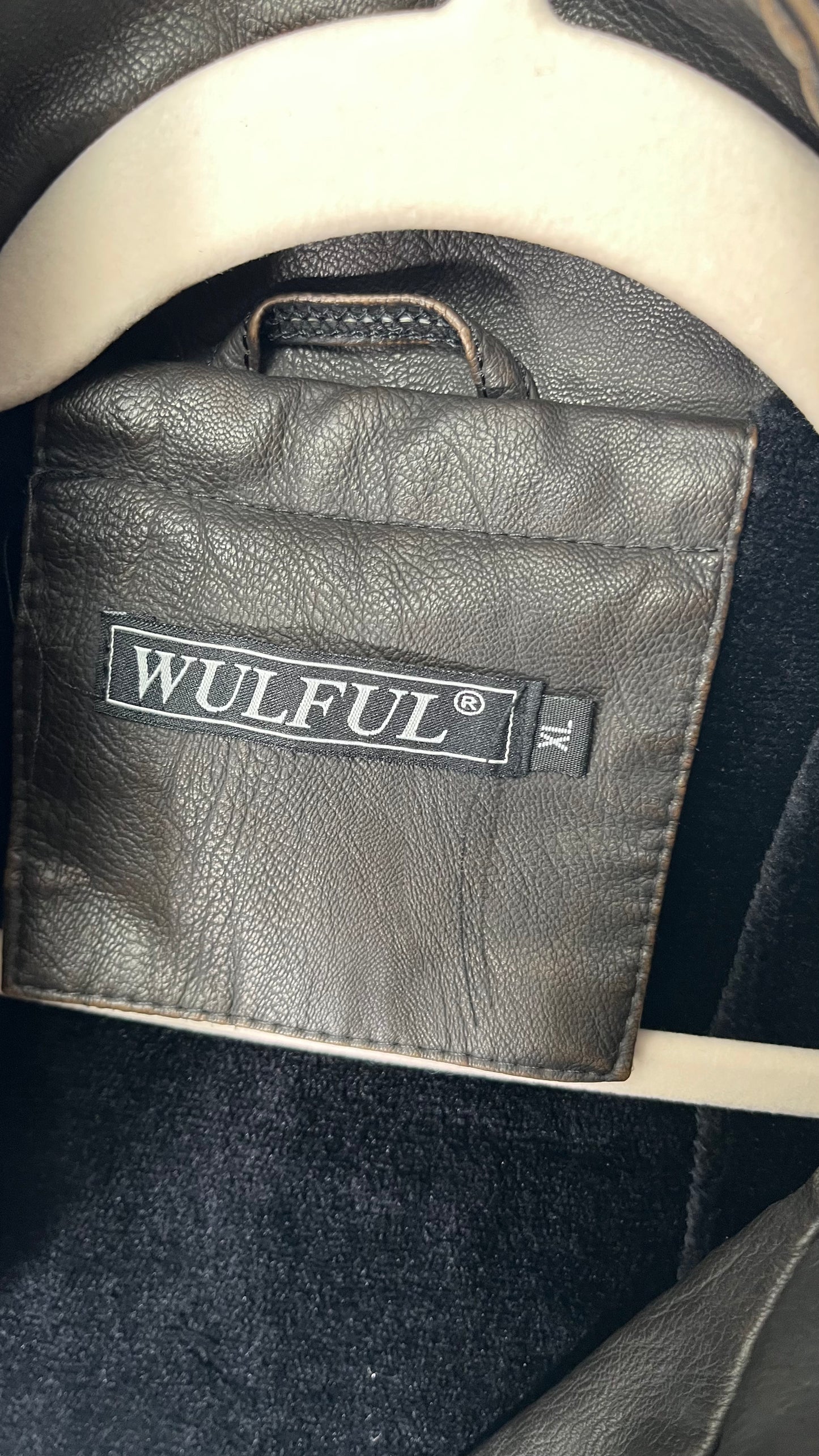 WULFUL Men's Vintage Stand Collar Leather Jacket Motorcycle PU Jacket and Coat Size XL