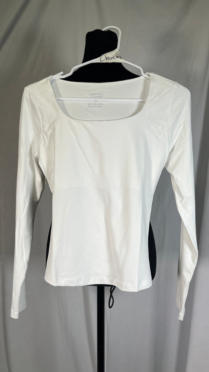 Trendy Queen Womens Long Sleeve Shirts Crop Tops Square Neck Going Out Basics Tees Y2K Winter ClothesSize S