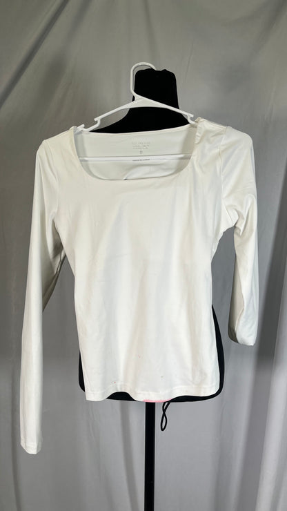 Trendy Queen Womens Long Sleeve Shirts Crop Tops Square Neck Going Out Basics Tees Y2K Winter Clothes Size S