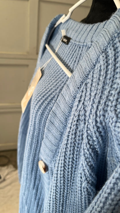 Womens Chunky Cardigan Knit Open Front Sweater Long Sleeve Button Up Cropped Cardigans Sweater Outerwear Coats, Size S