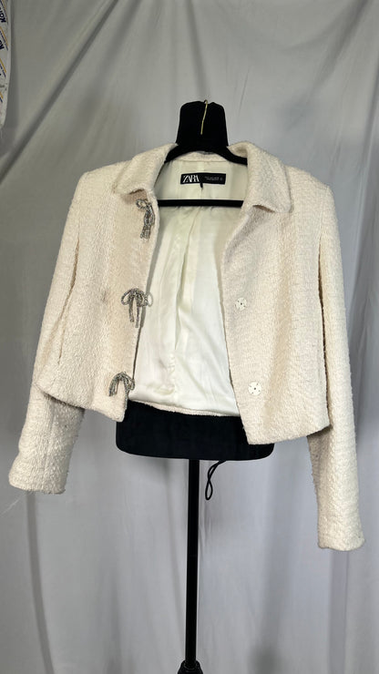 Short Beige Chanel Style Jacket Size S
