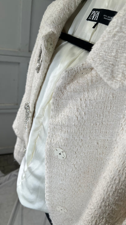 Short Beige Chanel Style Jacket Size S