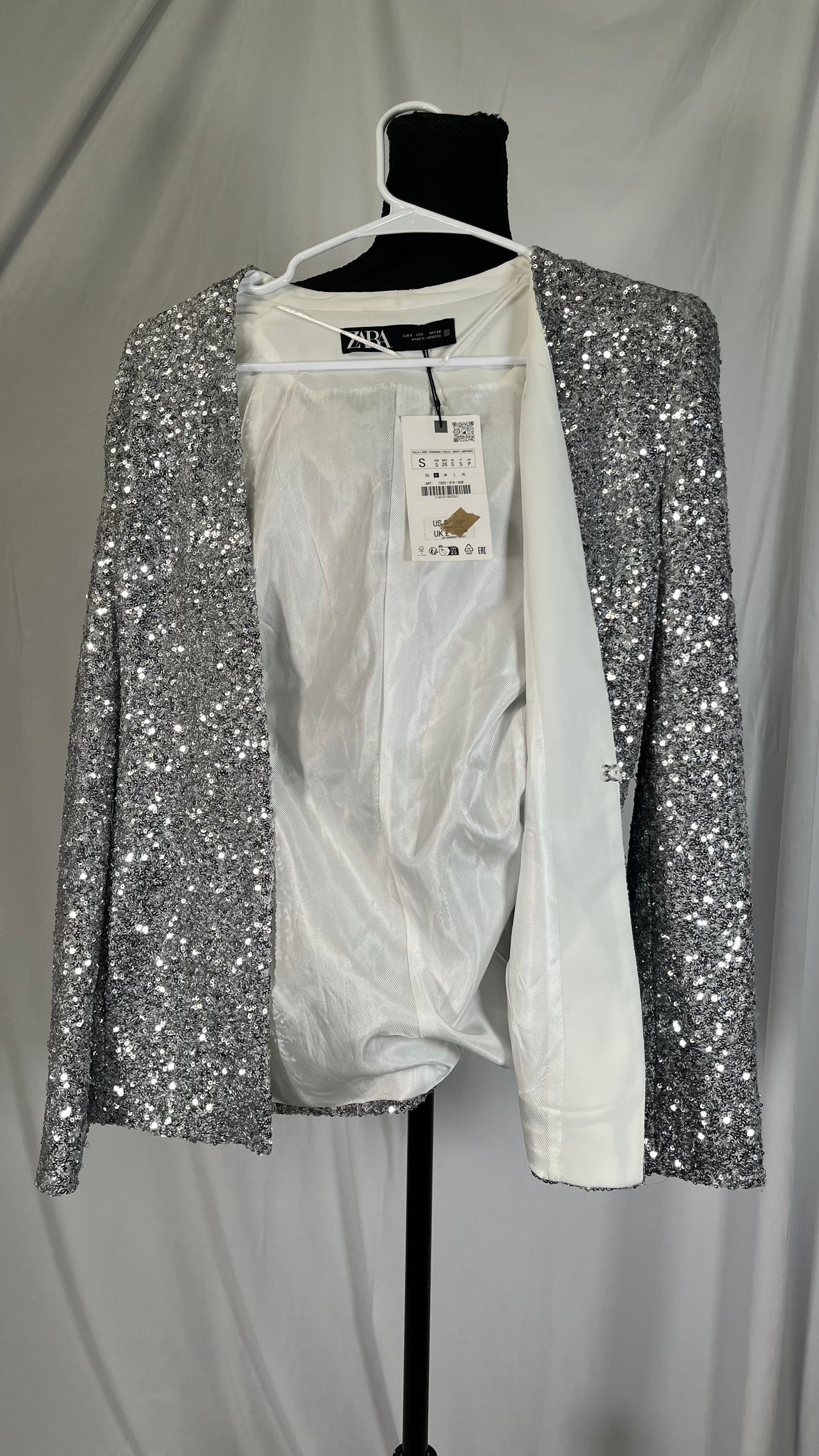 Fashion Sequin Jacket Women's Casual Party Elegant Sparkle Long Sleeve Jackets Glitter Front Zip Blazer Bomber Jacket Size S