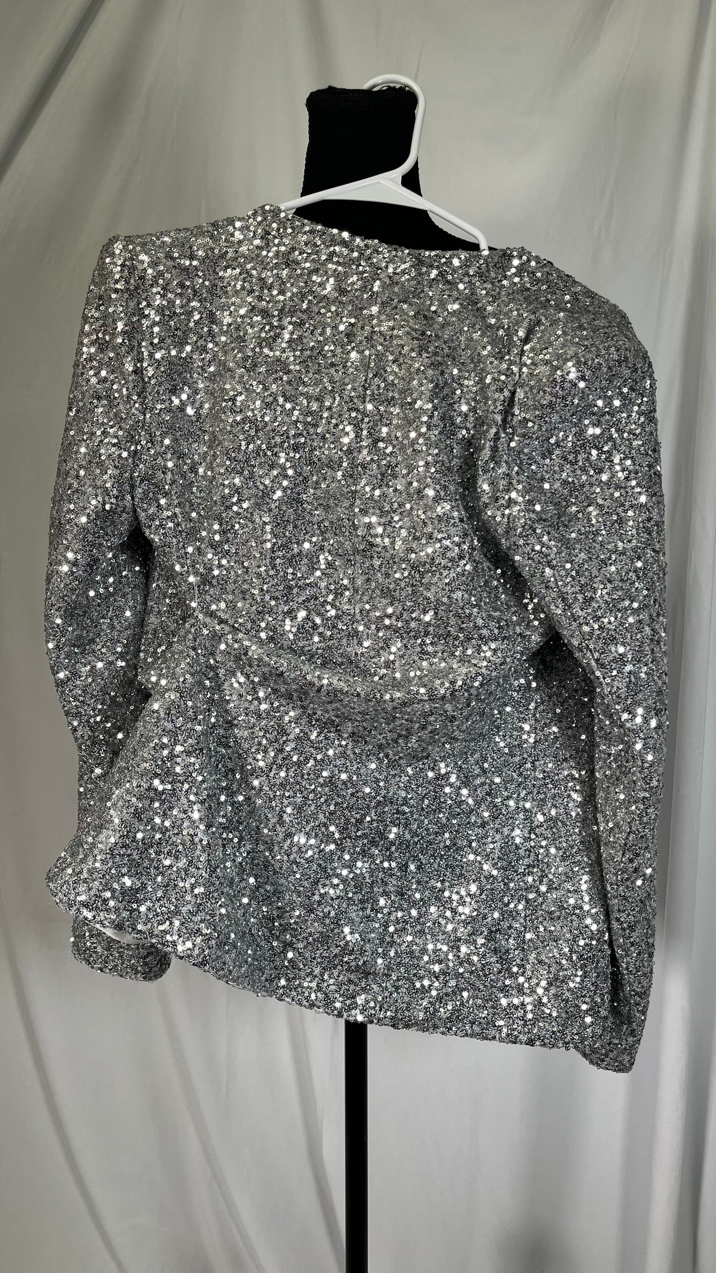 Fashion Sequin Jacket Women's Casual Party Elegant Sparkle Long Sleeve Jackets Glitter Front Zip Blazer Bomber Jacket Size S