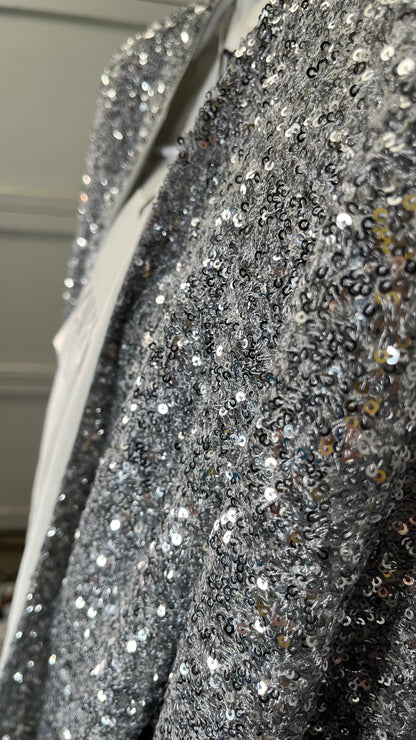 Fashion Sequin Jacket Women's Casual Party Elegant Sparkle Long Sleeve Jackets Glitter Front Zip Blazer Bomber Jacket Size S