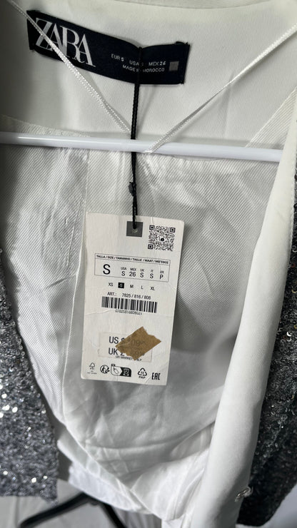 Fashion Sequin Jacket Women's Casual Party Elegant Sparkle Long Sleeve Jackets Glitter Front Zip Blazer Bomber Jacket Size S