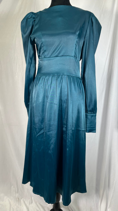 Hatant Formal Dresses for Women Satin Cocktail Wedding Guest Dresses Silk Wrap Cocktail Party Maxi Dress Elastic High Waistsize S