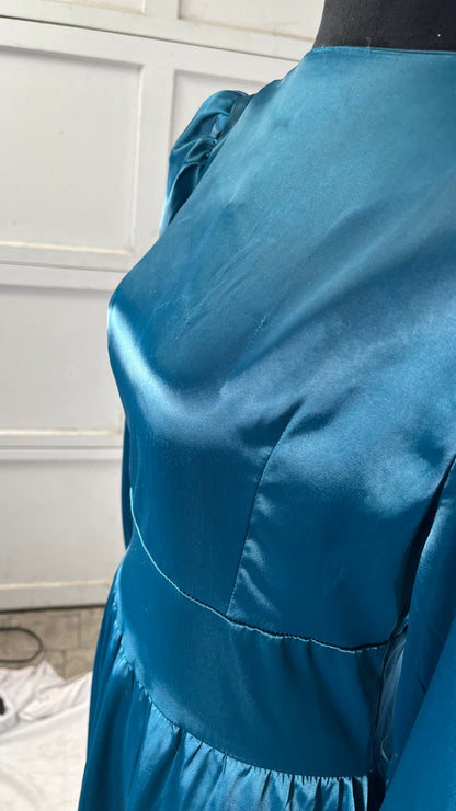 Hatant Formal Dresses for Women Satin Cocktail Wedding Guest Dresses Silk Wrap Cocktail Party Maxi Dress Elastic High Waistsize S