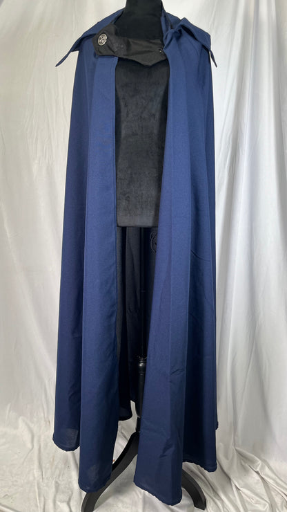 YUEMOL Wizard Cloak 4 Colors Men Cloak Hooded Medieval Monk Costumeï¼Œ Windproof Coat Gothic Wizard Cape Halloween Death Mantles(Blue,X-Large) Size No