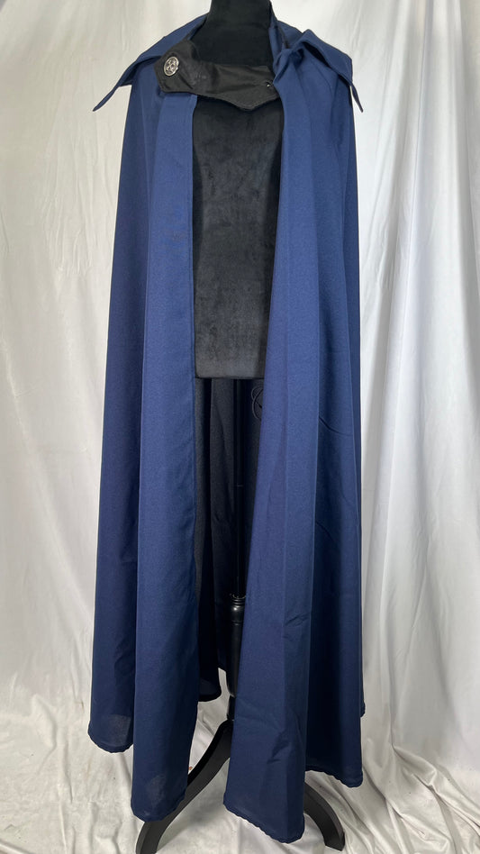 YUEMOL Wizard Cloak 4 Colors Men Cloak Hooded Medieval Monk Costumeï¼Œ Windproof Coat Gothic Wizard Cape Halloween Death Mantles(Blue,X-Large) Size No