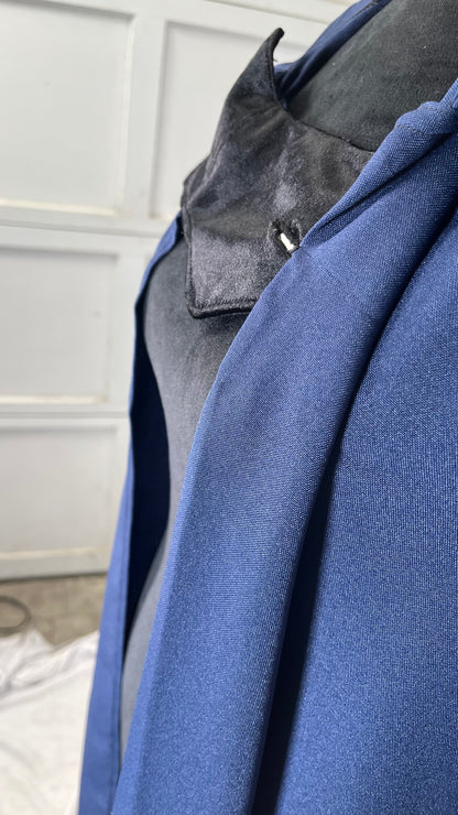 YUEMOL Wizard Cloak 4 Colors Men Cloak Hooded Medieval Monk Costumeï¼Œ Windproof Coat Gothic Wizard Cape Halloween Death Mantles(Blue,X-Large) Size No