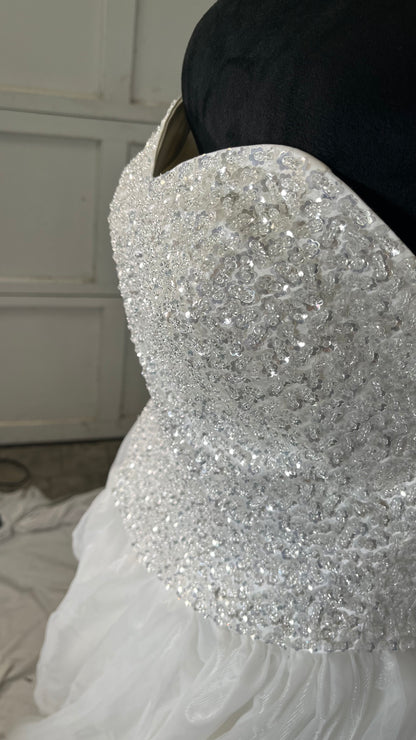 Q-Tawwer Off The Shoulder Wedding Dresses for Women White Bridal Dress Lace Wedding Gowns for Women Bride Size 6