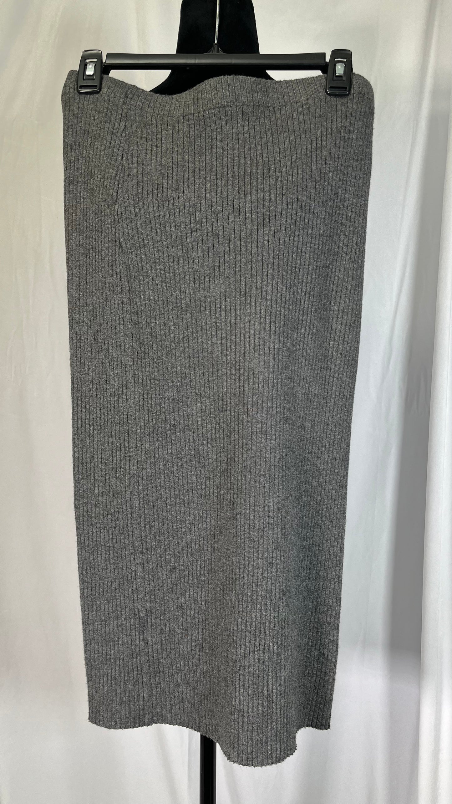 Women's All Season Wool Knit Skirt Office Striped Slit Midi SkirtSize M