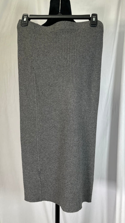 Women's All Season Wool Knit Skirt Office Striped Slit Midi SkirtSize M