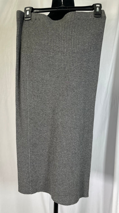Women's All Season Wool Knit Skirt Office Striped Slit Midi SkirtSize M