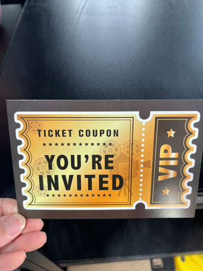 Movie VIP Party Invitations with Envelopes, 20 Set Movie Ticket Shaped Invitations Birthday Baby Shower Party Invites Supplies Favors, Double-Sided