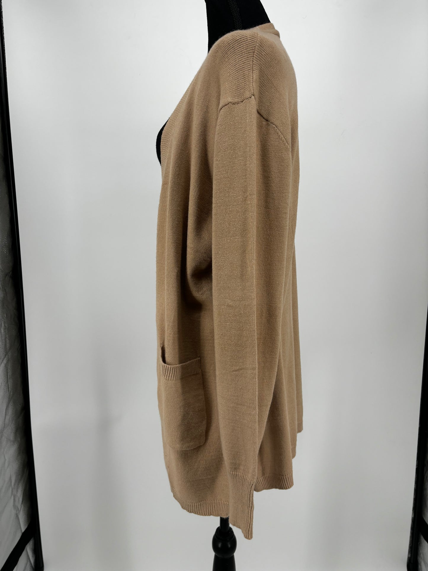 TASAMO Women’s Khaki Long Knit Cardigan – Size XL