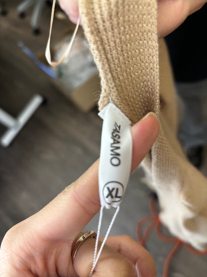 TASAMO Women’s Khaki Long Knit Cardigan – Size XL