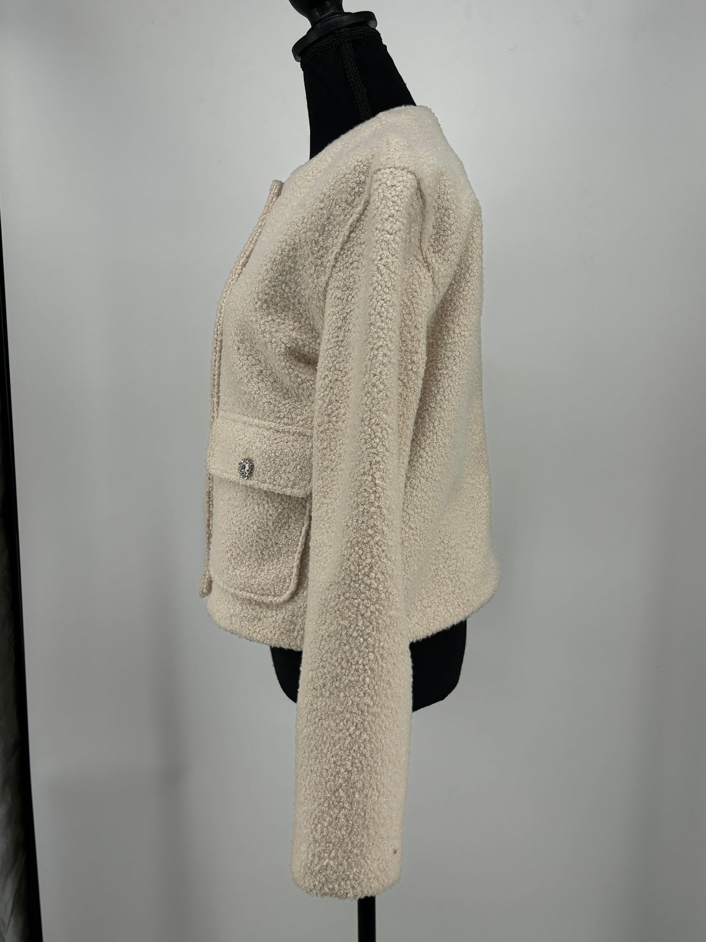 Women's White Soft Fleece Zip Jacket – Size M