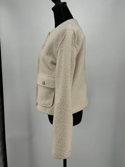 Women's White Soft Fleece Zip Jacket – Size M