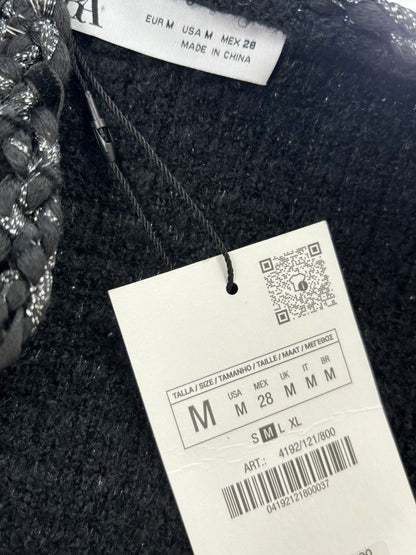 ZARA Women's Black Knitted Short Vest – Size M