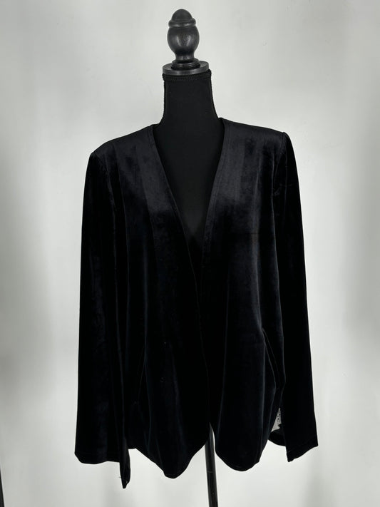 Women's Black Suede Sleeveless Shawl – Size M