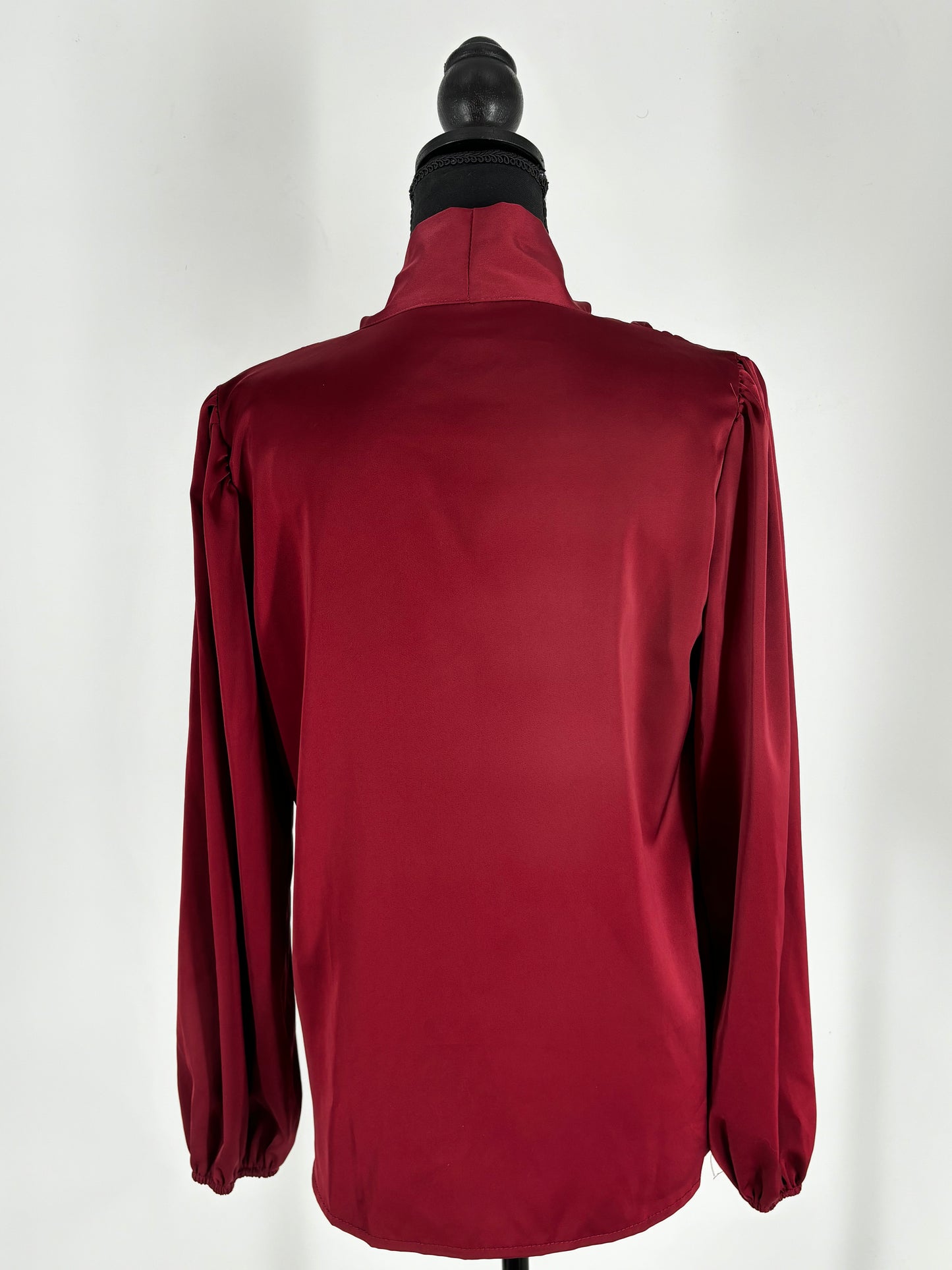 SHEIN Women’s Red Satin Bow Tie Blouse – Size S