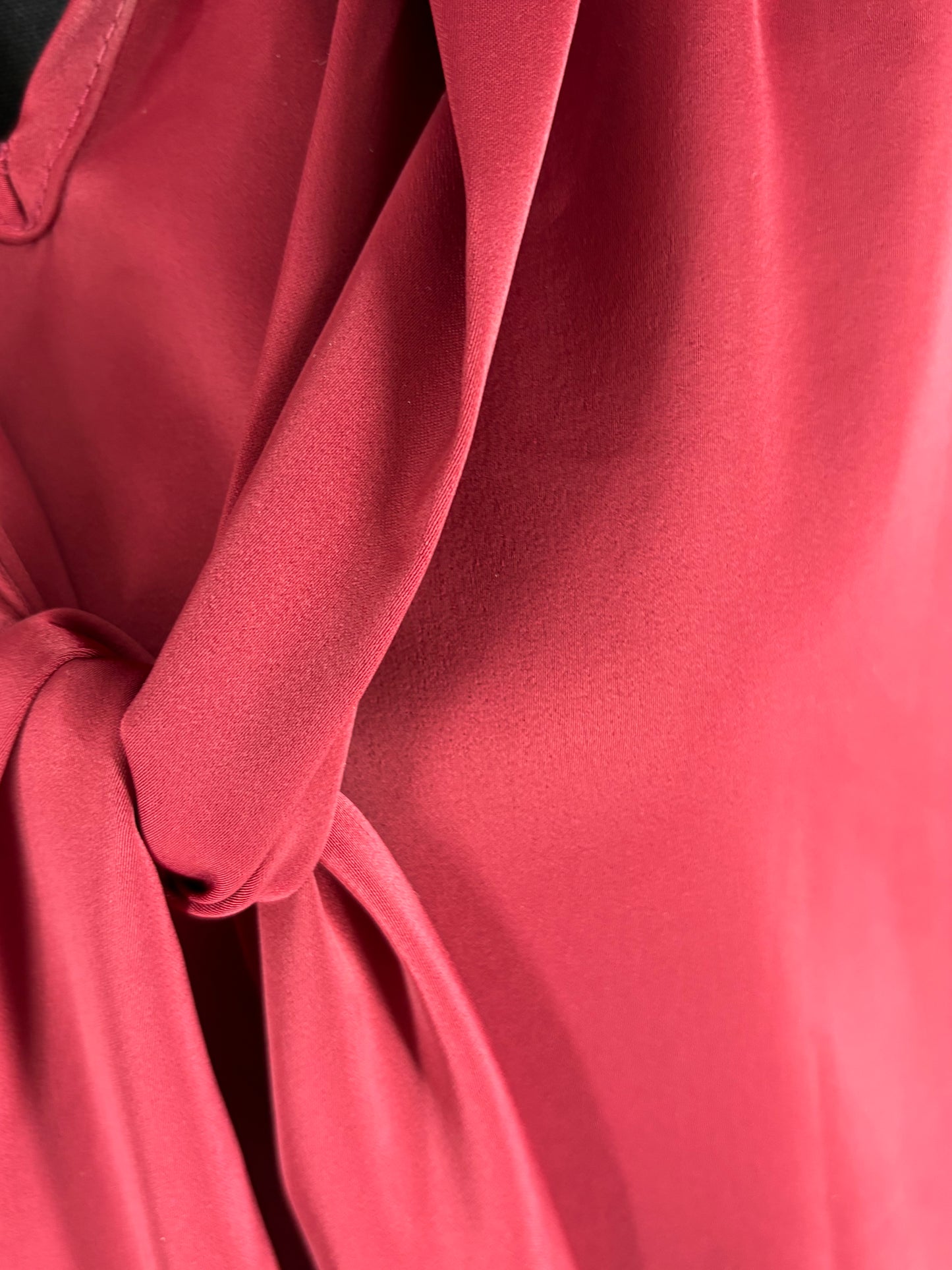 SHEIN Women’s Red Satin Bow Tie Blouse – Size S