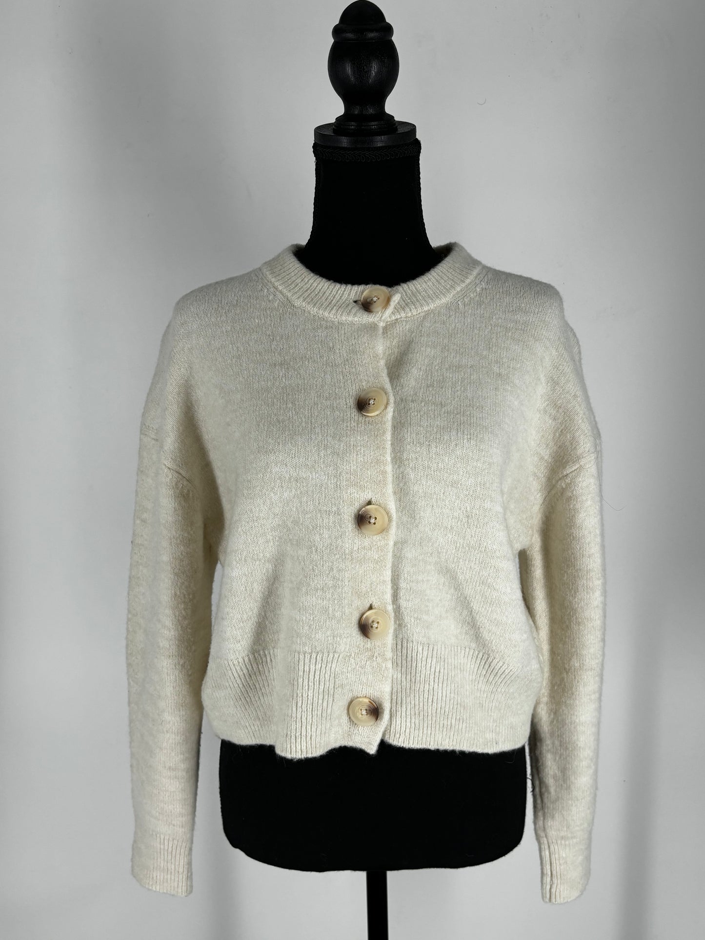 Women's White Button-Up Cardigan Sweater – Size S